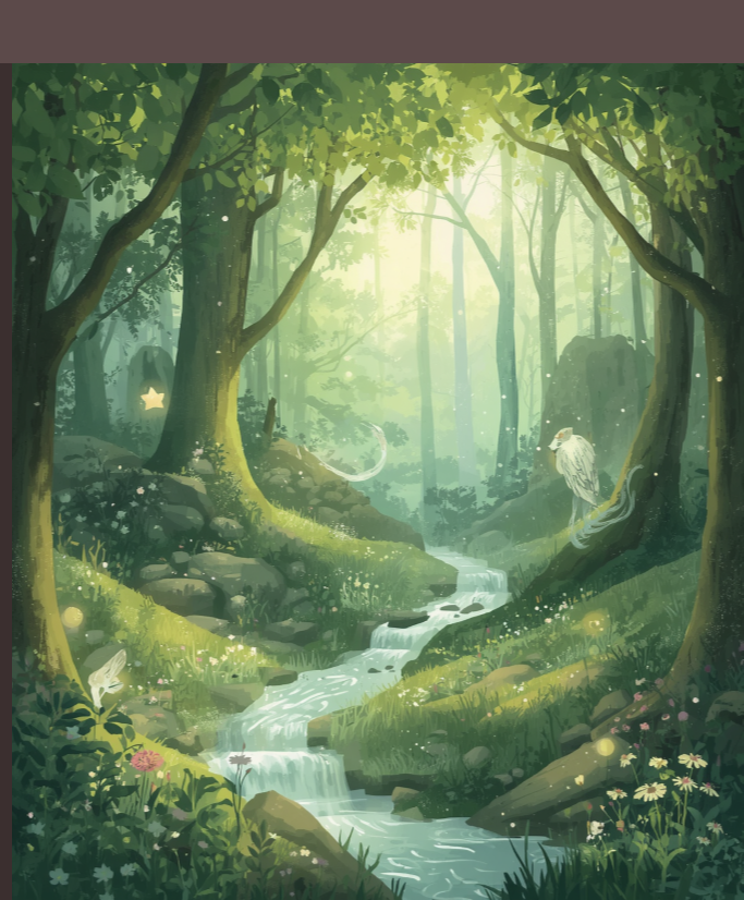 Ilustração de uma floresta encantada